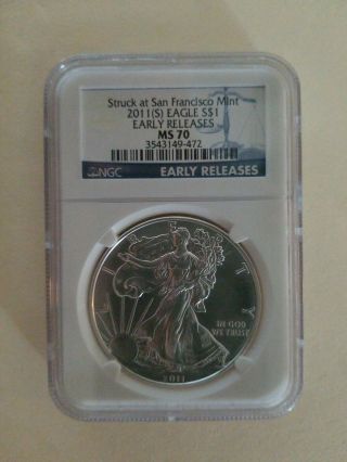 2011 S Silver Eagle Ms70 Ngc Er Rare S Mark From The 25th Anniversary Set