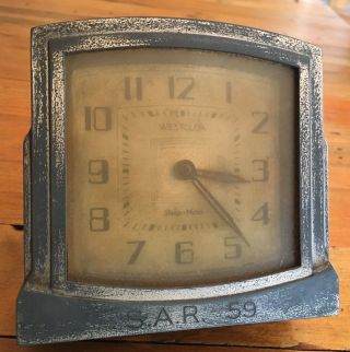 Rare Art Deco Style S A Railway 59 Westclox Metal Desk Alarm Clock Circa 1930’s