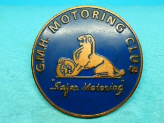 Rare C1940 G.  M.  H Motoring Club Blue Enamel Car Badge