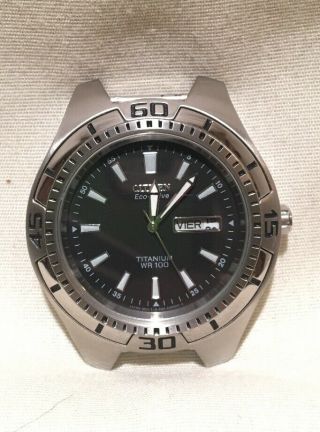 Vintage Rare Citizen Eco Drive Titanium Men’s Watch E101 - K004438 Divers Wr 100m