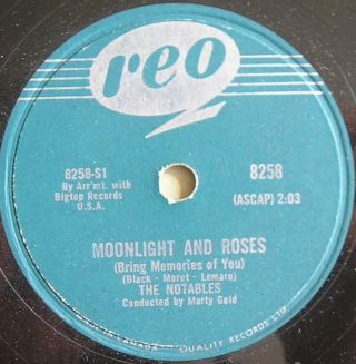 The Notables Moonlight And Roses Mega Rare 1958 Canada Reo 78 Instrumental Pop