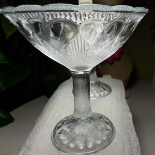 Vintage Rare Heart Champagne Or Martini Glasses Set Of 2
