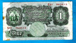 Rare First Series " C61 963613 " England B212 1 Pound C P Mahon 22.  11.  28 Vf