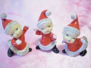 Rare Vtg Christmas Santa Elf Pixie Boys Girl Dancing Set