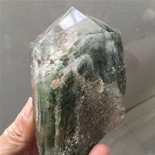 427g Rare Natural Green Ghost " Pyramid " Quartz Crystal Point Specimen