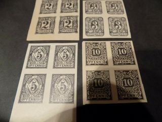 1800`s? GERMAN VERY RARE BLOCKS OF 4 LEIPZIG PRIVATE POST STAMPS IN MNH 2