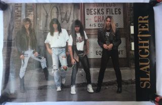 Rare.  Vintage Slaughter Poster 22x34 " Music Glam Metal Alt Rock 80s 90s (1990)
