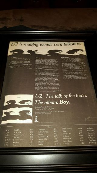 U2 Boy Tour Rare Promo Poster Ad Framed