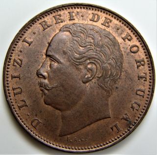 Rare Portugal Coin - King D.  Luis I - X Reis - 1883 Unc - Km 526