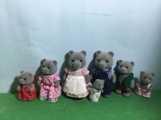 Sylvanian Families Rare Vintage Evergreen Bear Family Of Seven.  (to Ivy)