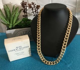 Rare Vintage Avon Gilded Links Necklace Chunky Gold Tone Chain Nib 25”
