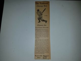 Lou Gehrig 1929 Louisville Slugger Advertisement Ad Rare
