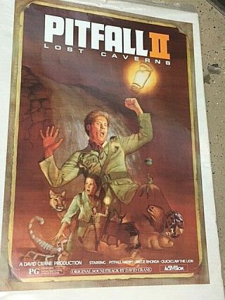 Rare Activision Pitfall 2 Videogame Poster 35x24 Atari