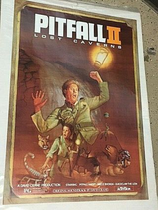 Rare Activision PITFALL 2 videogame Poster 35x24 Atari 3