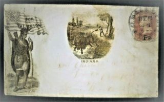 65 Civil War Patriotic - Ex Rare Magnus State Of Indiana - Unlisted In Bischel