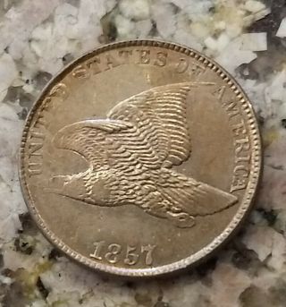 Rare 1857 Flying Eagle Indian Head Penny Very Fine Details,  Date And Color N/r