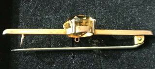 RARE EDWARDIAN/VICTORIAN VINTAGE 9ct GOLD WITH LARGE CITRINE BROOCH/PIN - V.  G.  C. 2