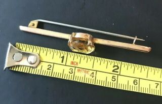 RARE EDWARDIAN/VICTORIAN VINTAGE 9ct GOLD WITH LARGE CITRINE BROOCH/PIN - V.  G.  C. 6