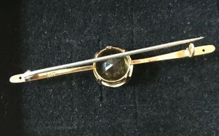 RARE EDWARDIAN/VICTORIAN VINTAGE 9ct GOLD WITH LARGE CITRINE BROOCH/PIN - V.  G.  C. 7