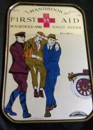Johnson & Johnson Handbook Of First Aid House & Toilet 1914 Rare Vintage Mirror