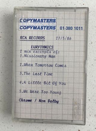 Eurythmics " Excerpts " Mega Rare 5 - Track Revenge Sampler Promo Cassette A Lennox