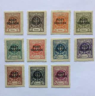1926 Poland Germany Danzing Port Gdansk Fi.  1 - 11,  11 Stamps All Signed,  Rare