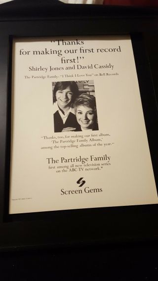 David Cassidy The Partridge Family Rare Screen Gems Promo Poster Ad Framed