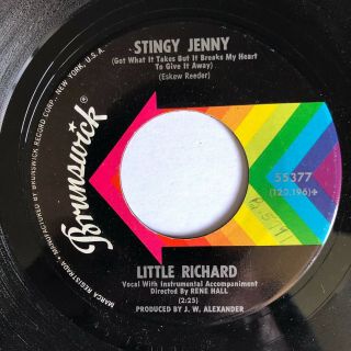 Rare 68 Northern Soul Funk Brunswick 45 Little Richard - Stingy Jenny / Baby Vg,