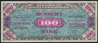 1944 100 Mark Germany Ally Occupation Rare Vintage Money Banknote Wwii P 197d Xf