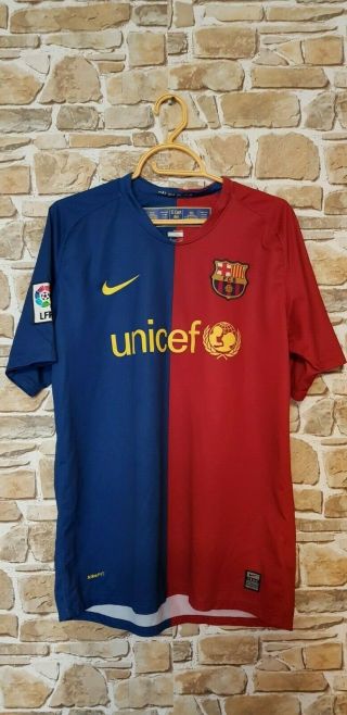 Rare Nike Fit Dry Fc Barcelona Unicef 2008/2009 Home Jersey Size M