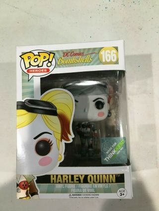 Rare Funko Pop Vinyl Harley Quinn 166 Dc Comics Bombshells Think Geek W/protect