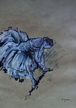 Dancer Charcoal On Paper W,  Signed Edgar Degas,  Rare Uniqe Art,  Picasso Era
