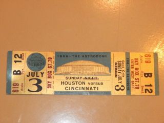 Rare Vintage 1966 Mlb Houston Astros Vs Cincinnati Full Sky Box Ticket
