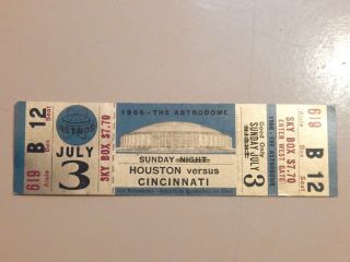 Rare Vintage 1966 MLB Houston Astros Vs Cincinnati Full Sky Box Ticket 2