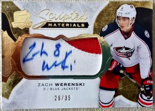 Zach Werenski,  Ultra Rare 26/35,  The Cup Auto 3 - Color Rookie Patch,  The Cup 