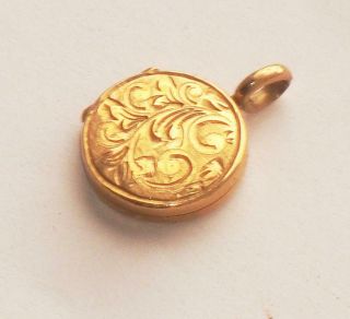 Rare Antique Vintage Small Gold Double Photo Locket Necklace Pendant