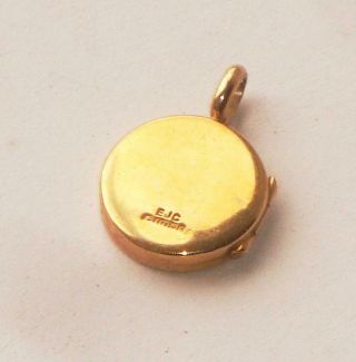 RARE ANTIQUE VINTAGE SMALL GOLD DOUBLE PHOTO LOCKET NECKLACE PENDANT 5
