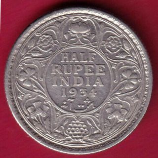 British India - 1934 - Kg V - Half Rupee - Rare Silver Coin K3
