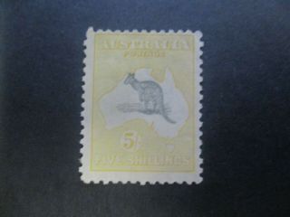 Kangaroo Stamps: 5/ - Yellow C Of A Watermark No Gum - Rare (g270)