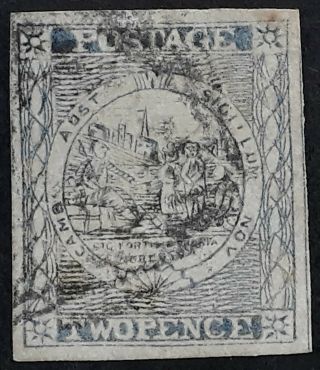 Rare 1851 - Nsw Australia 2d Ultramarine Sydney Views Stamp Plate V