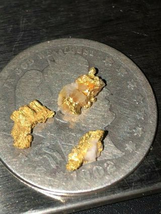 Australia Natural Crystalline Quartz Gold Nuggets X3.  8 Gram Rare