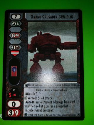 Battletech Card Grand Crusader Grn - D - 01 Mech Rare Ccg Fast Wotc