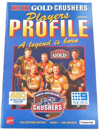 . Rugby League.  1995.  Rare South Queensland Crushers Player Profile Large Booklet