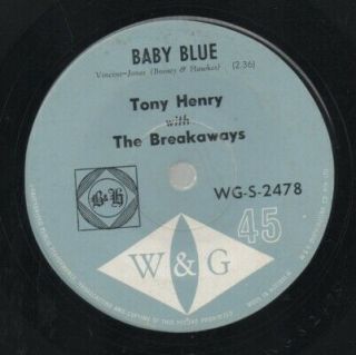Tony Henry With The Breakaways Rare 1966 Aust Only 7 " Oop Single " Baby Blue "