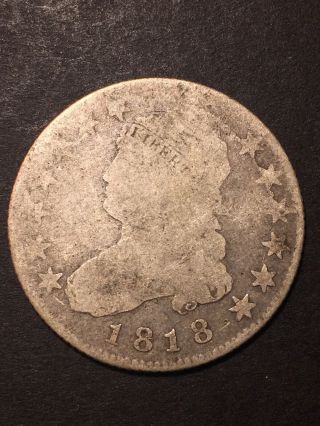 1818 Capped Bust Quarter 25c Large Diameter Silver Obsolete Us Type Coin Rare Nr