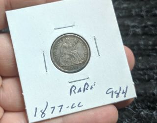 Rare Date 1877 - Cc Seated Liberty Dime Full Date Better Grade 984