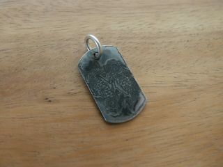 Steel Flame " Double Koi " Vgm (vintage Gun Metal) Dog Tag With Jump Ring.  Rare