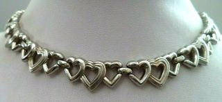 Rare Vintage Estate Signed Trifari Silver Tone Heart 15 1/4 " Necklace 5394k