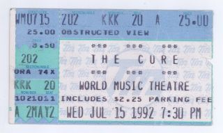 Rare The Cure 7/15/92 Chicago Il World Music Theatre Ticket Stub