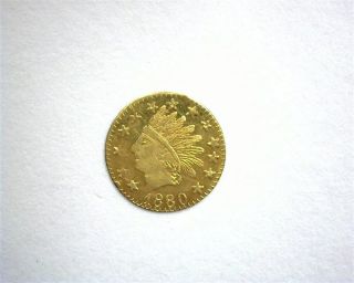 1880 California Gold 25 Cents - Round - Gem,  Uncirculated Pl Rare This